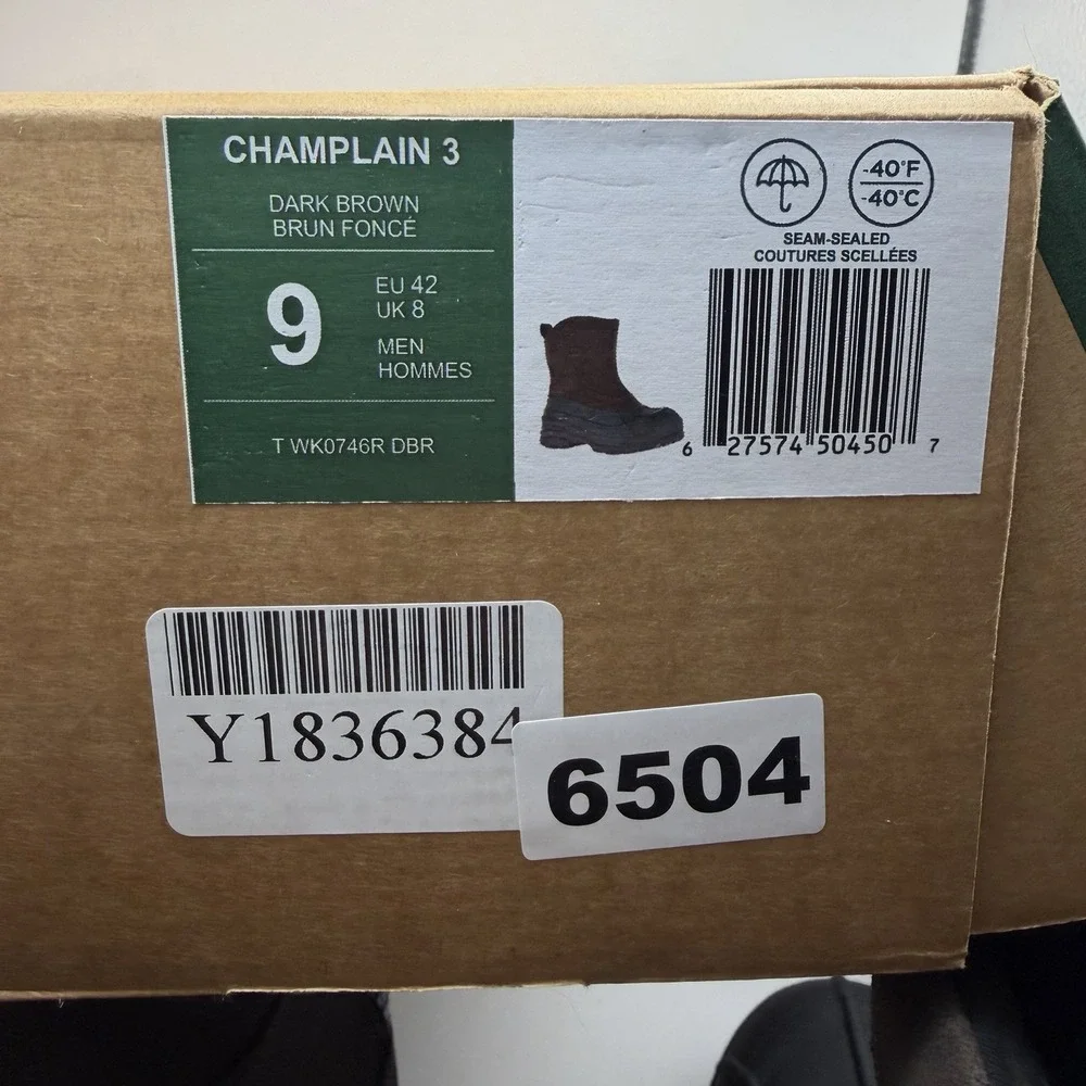 NEW‎ Kamik Champlain 3 Slip On Zip Waterproof Snow Boots Mens 9 EU 42 Brown